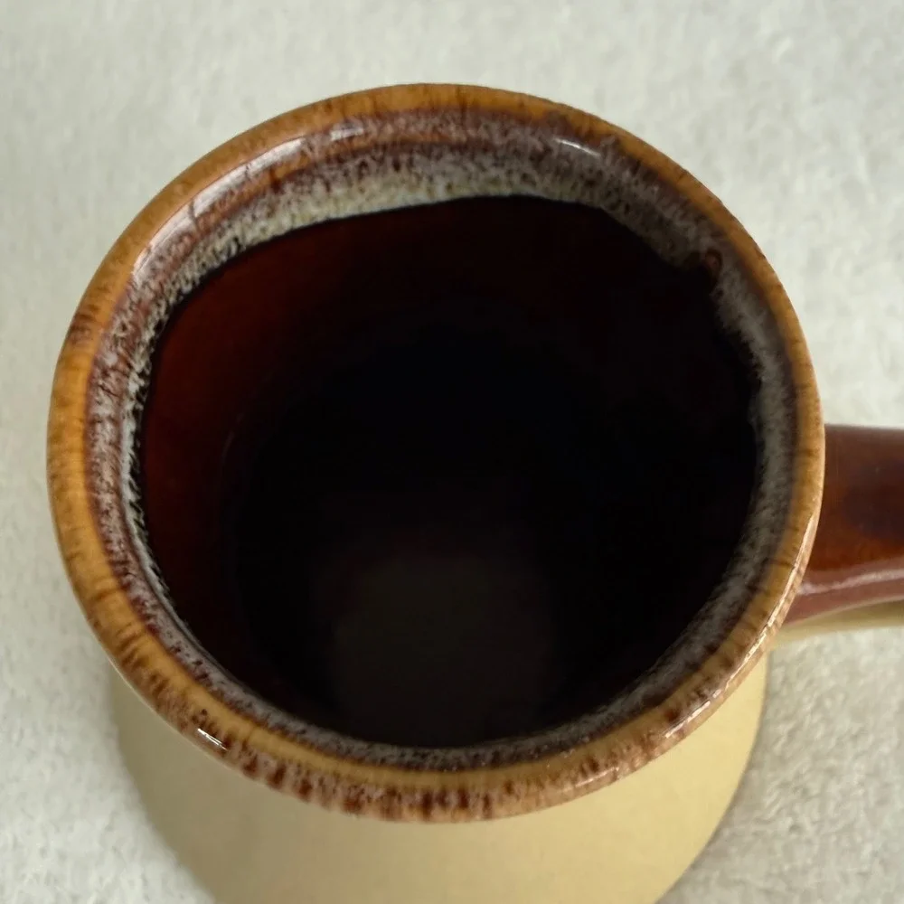 Vintage Brown Drip Glaze No Spill‎ Travel Wide Bottom Ceramic Pottery Coffee Mug